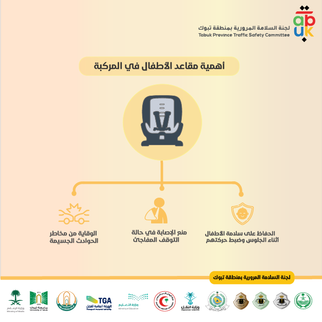لتعزيز أمان طفلك داخل المركبة تأكد من توفير المقعد المخصص لسلامته. #السلامة_المرورية