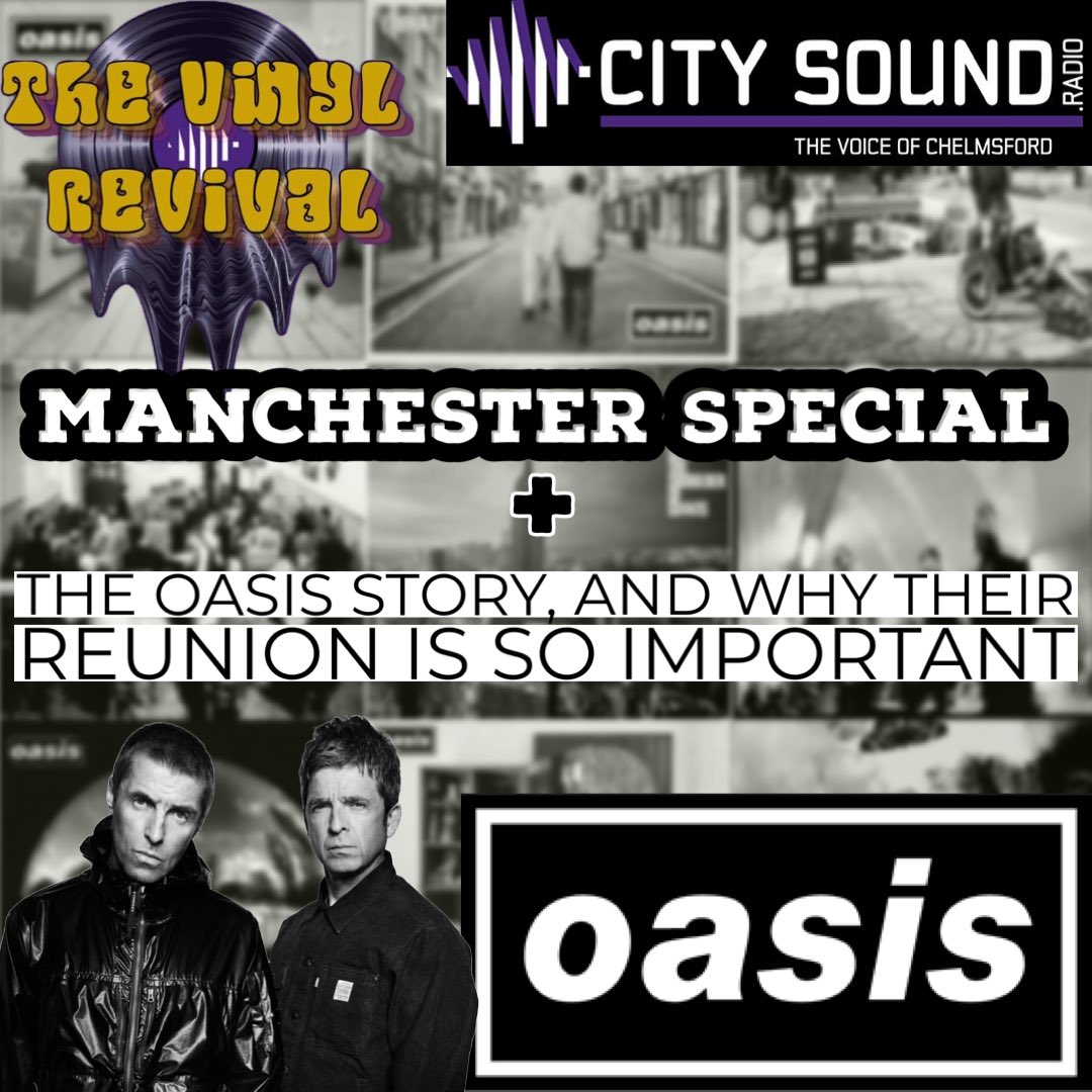Swoonararecords's tweet photo. Tomorrow night 7-9 

The Vinyl Revival, our radio show on @CS_chelmsford 

Dedicated #record show, 100% on Vinyl 

In this weeks show… our #Manchester special

+ #oasis, their #reunion announcement, &amp; why this is such big #news

#oasisband #oasis2025 #oasistickets #oasisreunion https://t.co/wpw7sGFLHE