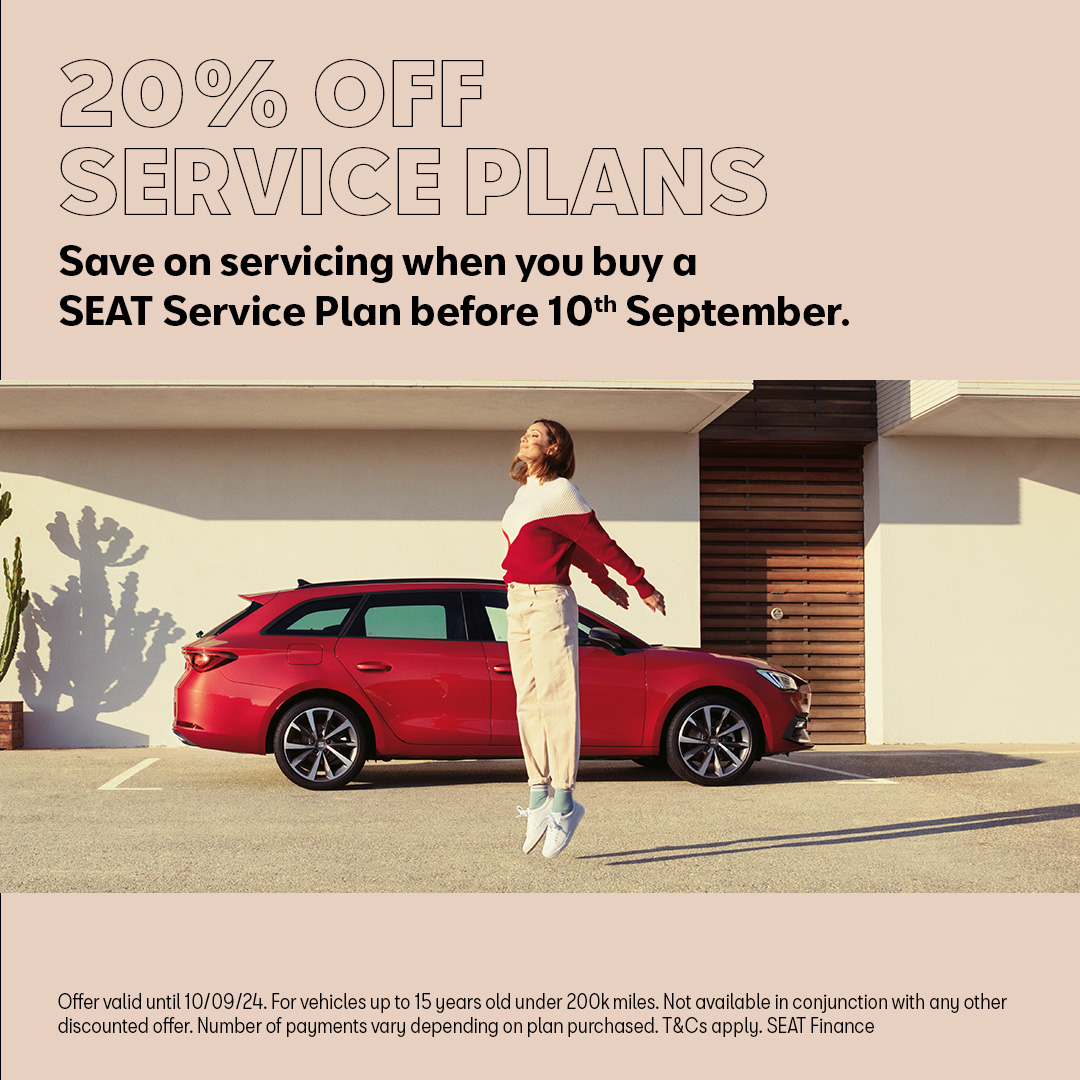 At White Dove SEAT, we are helping you Look after your SEAT and budget with our Service plan Summer Sale. Save 20% off all #SEAT Service plans when purchased by 10th September^.

Find out more: tinyurl.com/y5e2ujyf