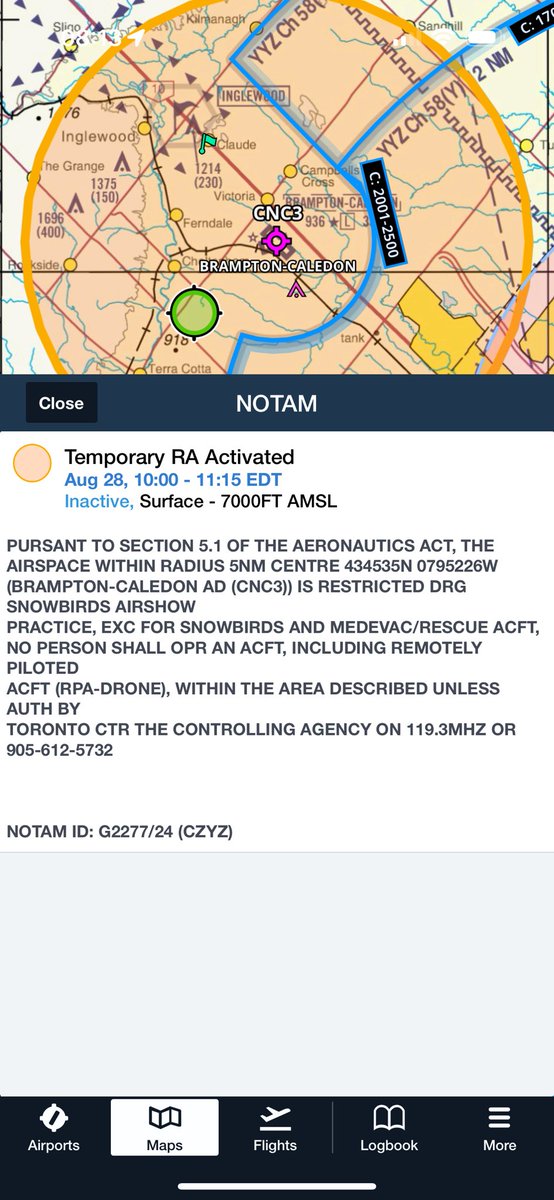 aidanstevens29's tweet photo. Heads up, Brampton! The Snowbirds will be practicing in the area around the Brampton-Caledon airport between 10 and 1115 this morning in preparation for this weekend’s CNE airshow. #CIAS24 https://t.co/MYl0xLXvTZ
