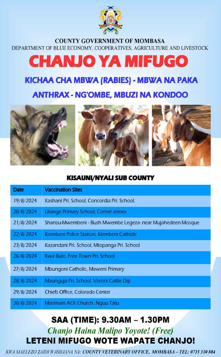 theVetDirectory's tweet photo. Free rabies vaccination #Mombasa https://t.co/8ov3C7Scah