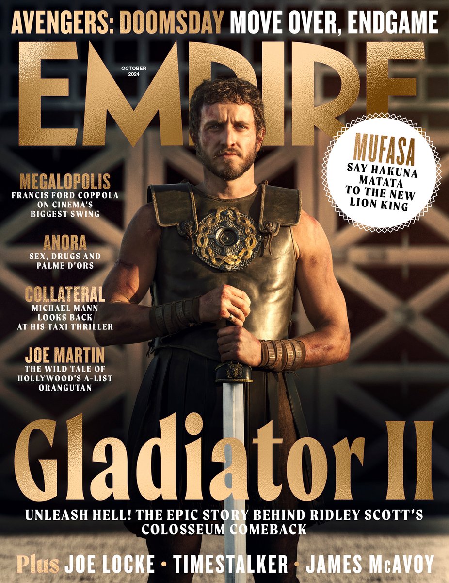 ⚔️ ISSUE PREVIEW ALERT ⚔️

Empire’s world-exclusive #GladiatorII issue goes on sale TOMORROW!

Here’s a sneak peek at what’s inside this month’s mag…

READ MORE: empireonline.com/movies/news/is…