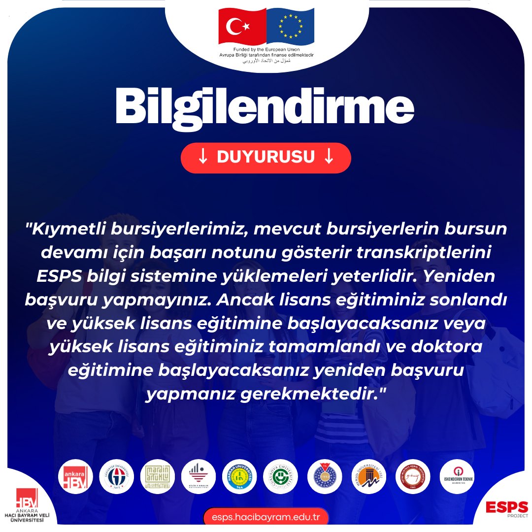 📢BİLGİLENDİRME DUYURUSU

<a href="/hacibayramedutr/">Ankara Hacı Bayram Veli Üniversitesi</a> <a href="/EUDelegationTur/">AB Türkiye Delegasyonu🇪🇺EU Delegation to Türkiye</a>