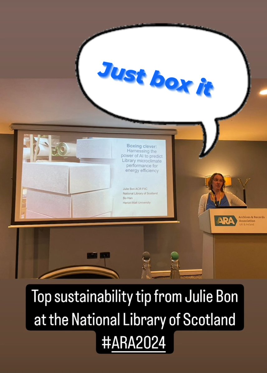 ARA_PCG's tweet image. Julie Bon&apos;s top tip from her talk on storage microclimates! #justboxit #ARA2024 📦📦📦