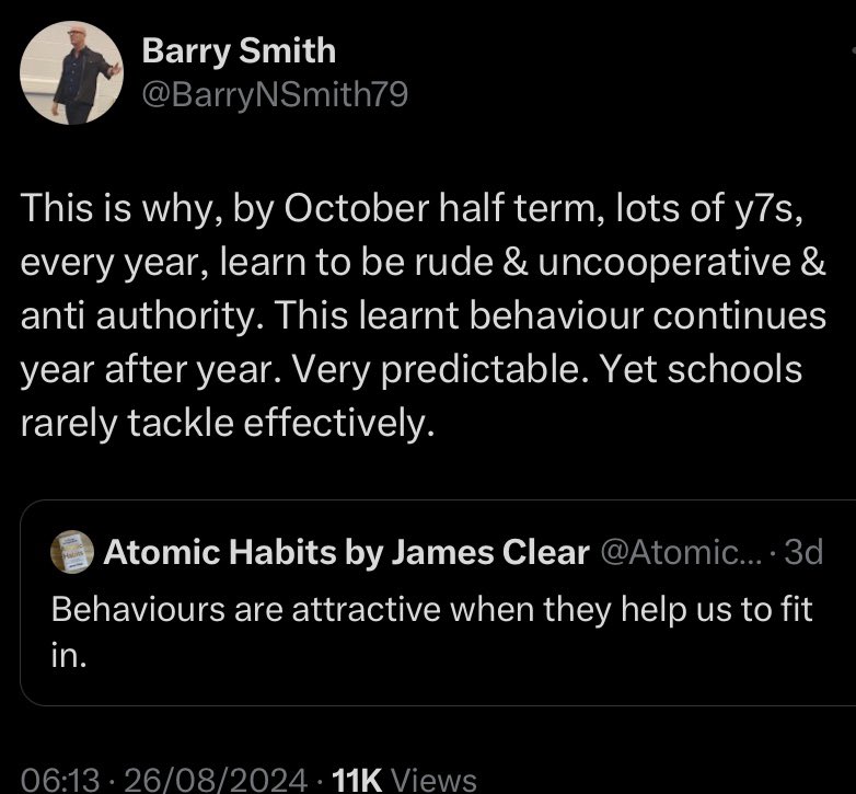 The term hasn’t even started and already year 7s are the target

No offence primary colleagues but apparently you never taught any of them how to behave 

Let the dog training begin so they can be saved 

Such BS