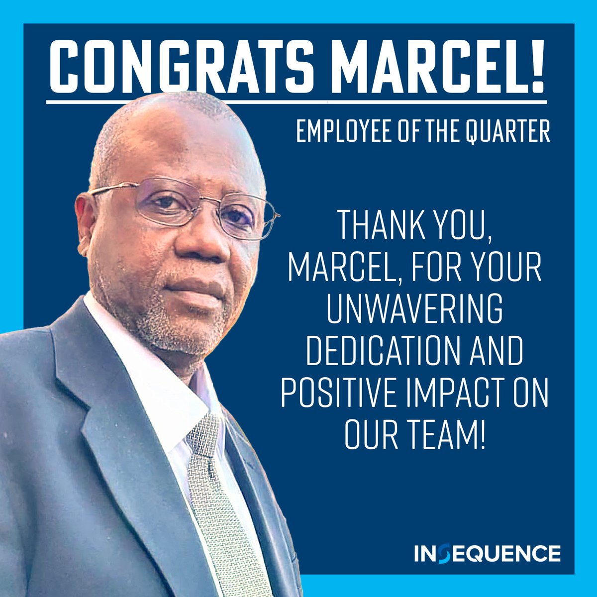 InsequenceCorp's tweet image. Please join us in congratulating Marcel Nana, our Employee of the Quarter! 🎉 Marcel’s coworkers consistently praise his positive outlook and calm demeanor. Team members like Marcel are the backbone of our operations. Thank you! #TechSupportHero #CompanyCulture
