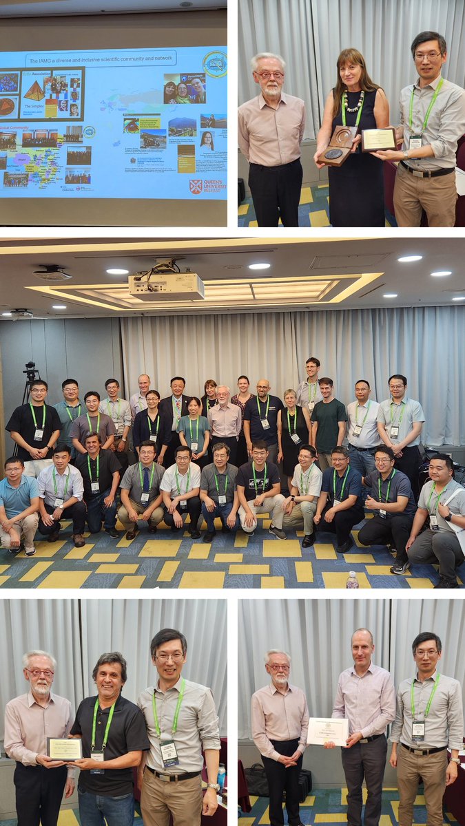 Today we held our IAMG general assembly and presented our awards. 

Congratulations to:
Jennifer McKinley - Krumbein Medal 2024
Jeff Boisvert - Distinguished Lecturer 2025
Joao Felipe Coimbra Leite Costa - Griffiths Teaching Award 2024
Zijing Lou - Founder's Scholarship

#IGC2024