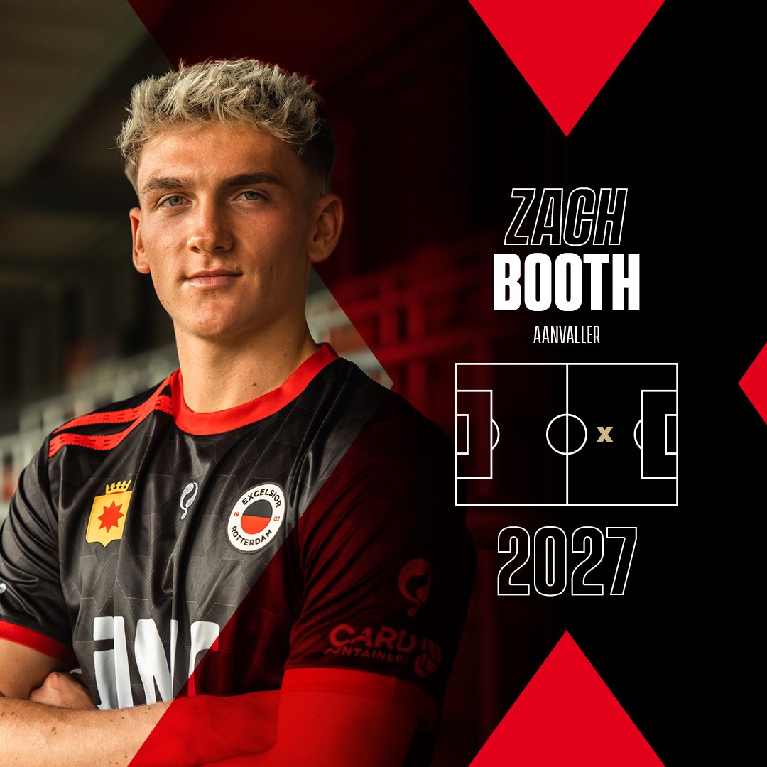 🔥 𝙁𝙞𝙧𝙚 𝙞𝙣 𝙩𝙝𝙚 𝘽𝙤𝙤𝙩𝙝. 
Excelsior Rotterdam legt Zach Booth vast. De 20-jarige aanvallende speler komt over van Leicester City en tekent voor drie seizoenen bij de Kralingers.

Lees hier meer ⤵️
🔗 excelsiorrotterdam.sub.link/ZachBooth2027

⚫️🔴 #zachbooth2027