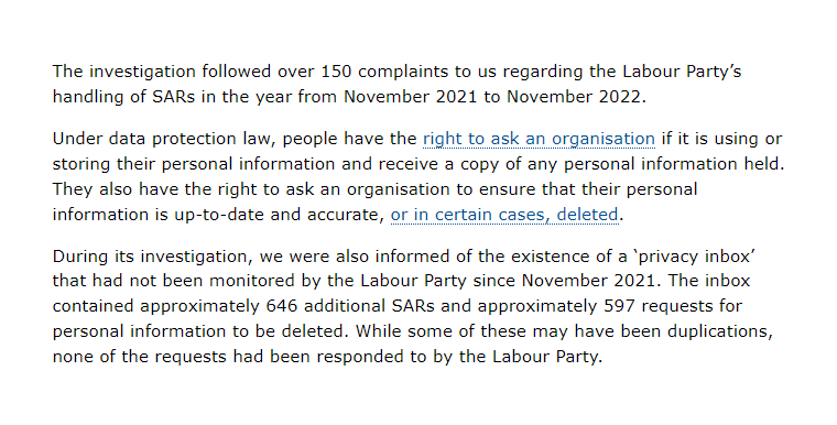 owenboswarva's tweet photo. The Information Commissioner's Office has issued a reprimand to @UKLabour for repeatedly failing to respond to people who asked what personal information the party held on them https://t.co/YHOh0nsujA from @ICOnews
#dataprotection #subjectaccess https://t.co/Bgp4c9zEtv