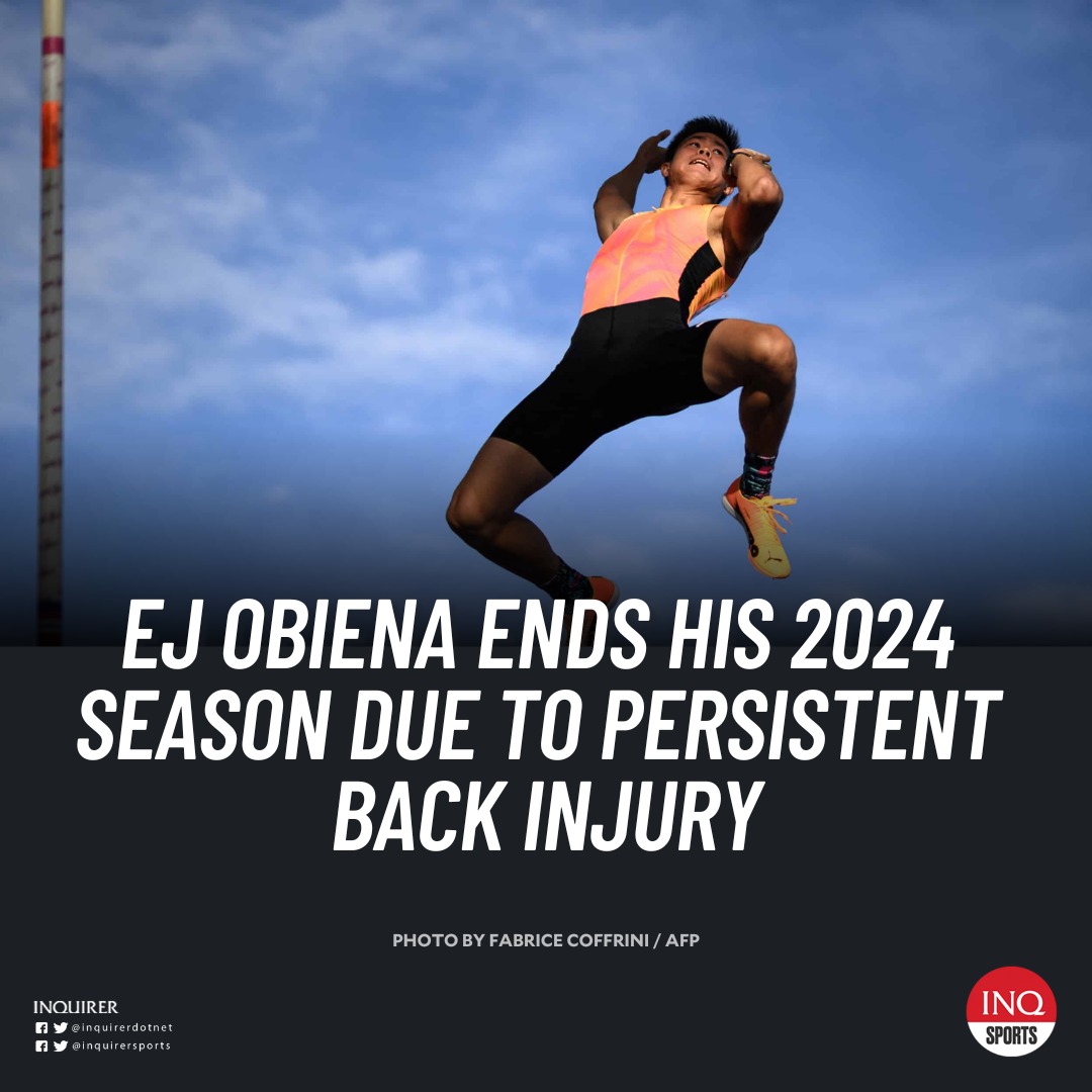 GET WELL SOON, EJ! 🙏🏼
 
Filipino pole vaulter EJ Obiena announced that his 2024 season is over due to a back injury.
 
READ MORE: inqnews.net/Wzvw9a