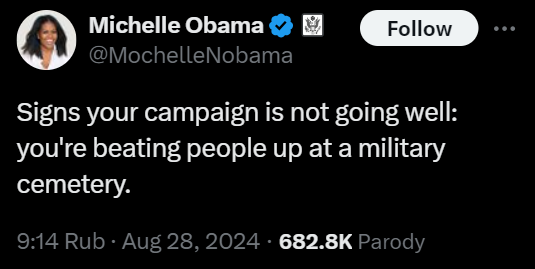 FaithRubPol's tweet photo. Michelle Obama SLAMS the Trump campaign for having an altercation at Arlington National Cemetery ๐ https://t.co/bwYgItxebr