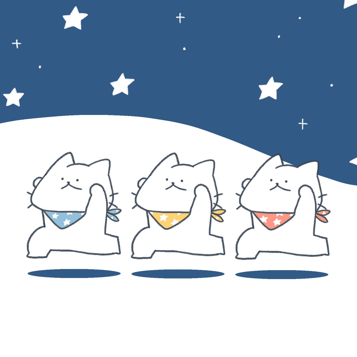 「夜のお散歩テケテケ 」|猫原のしのイラスト