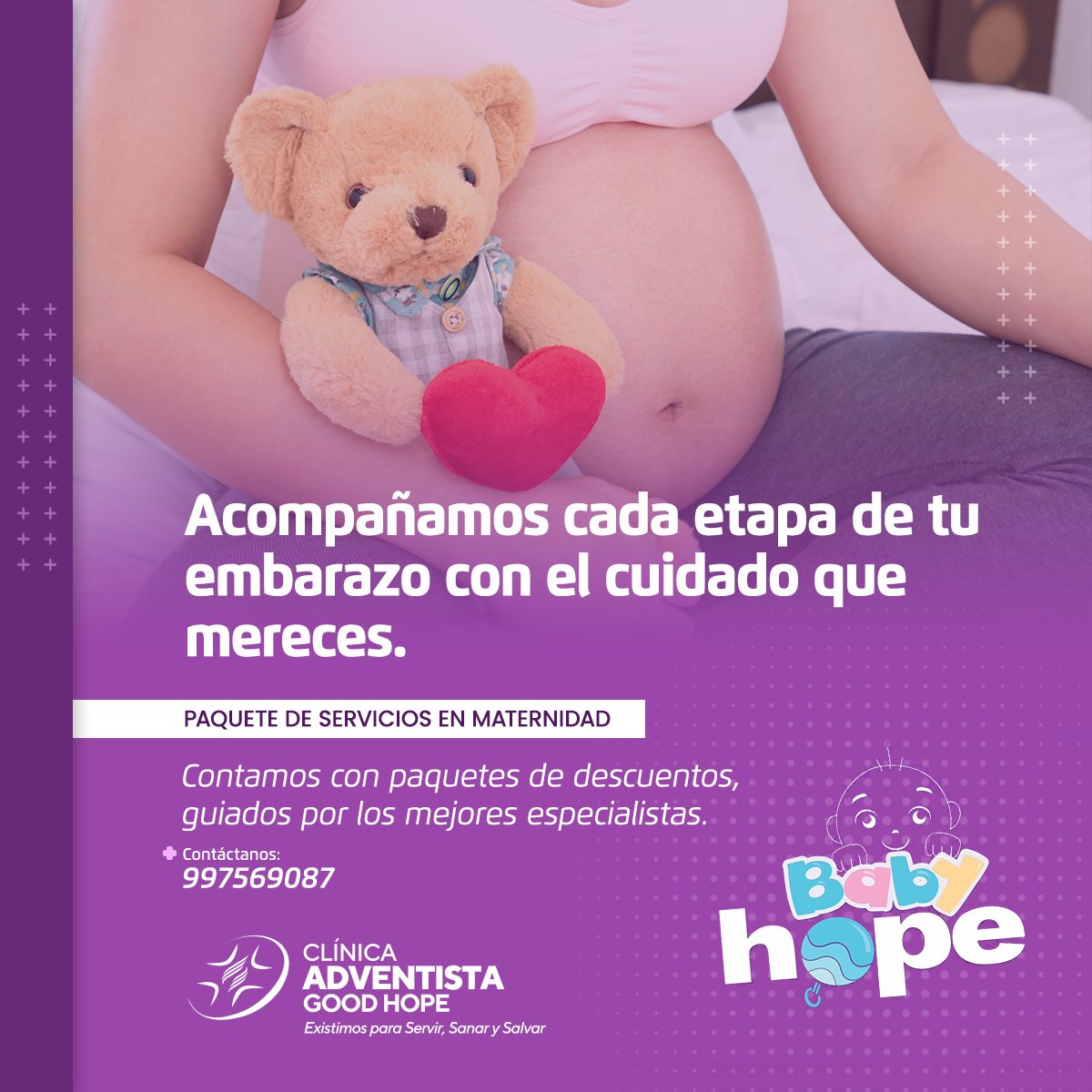 ¿Le gustaría vivir un embarazo con tranquilidad y el mejor cuidado? 🌸 

Descubra el Paquete de Maternidad Baby Hope en la Clínica Adventista Good Hope. 

Lo mejor para usted y su bebé. 👶💕

Infórmese aquí:
📞 997569087 
📧 babyhope@goodhope.org.pe
🌐 goodhope.org.pe/servicios/prod…