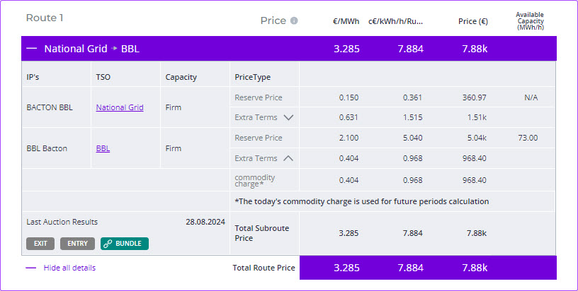 📢Variable terms for BBL, INT, and Fluxys are now at #appygas!📢
When calculating routes, you can now see a detailed cost breakdown that incorporates commodity charges for BBL, Interconnector, and Fluxys Belgium (Energy in Cash charge).
#TransportationFee #VariableTerms