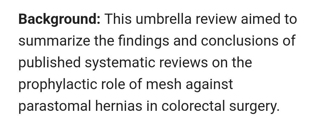 eurohernias's tweet photo. https://t.co/t7j26YJ4Wa Umbrella review of systematic reviews on the efficacy and safety of using mesh in the prevention of #ParastomalHernia. 

#HerniaPrevention #StopTheBulge #HerniaSurgery #ColorectalSurgery #OpenAccess https://t.co/NIsuxLtzcf