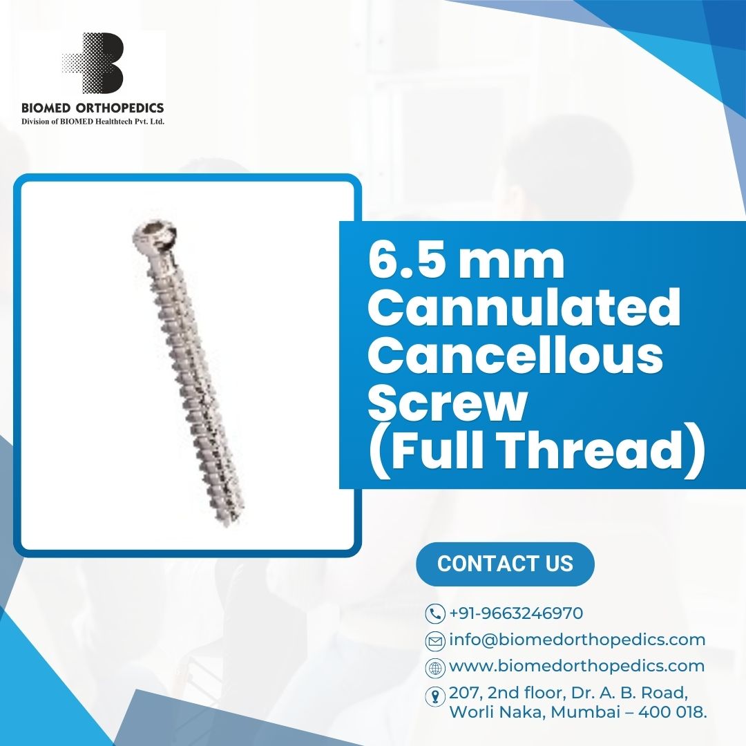 BiomedOrtho01's tweet image. The 6.5 mm Cannulated Cancellous Screw (Full Thread) by Biomed Orthopaedics is designed for superior bone fixation. #biomedorthopaedic #cannulatedcancellousscrew #bonefixation #PrecisionEngineering #orthopedicimplants #surgicalstability #complexprocedure #ReliablePerformance
