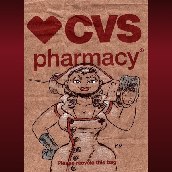 sandcrawlerman's tweet photo. I'm proposing CVS adopt my idea as a mascot for their store bags. No sense waiting for their answer. And I think this counts as recycling. #ballpointdrawing #boobs #comicartist #fantasyart https://t.co/1zNTpIOjol