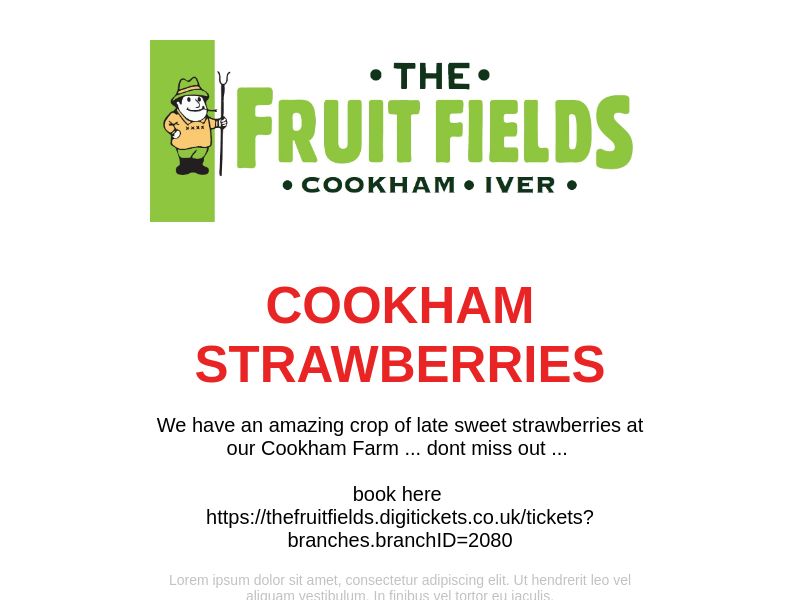 Don't miss out on our delicious late sweet strawberries at Cookham Farm! Book here: [link] 🍓 #CookhamStrawberries #FarmFresh

api.transpond.io/api/preview?ke…