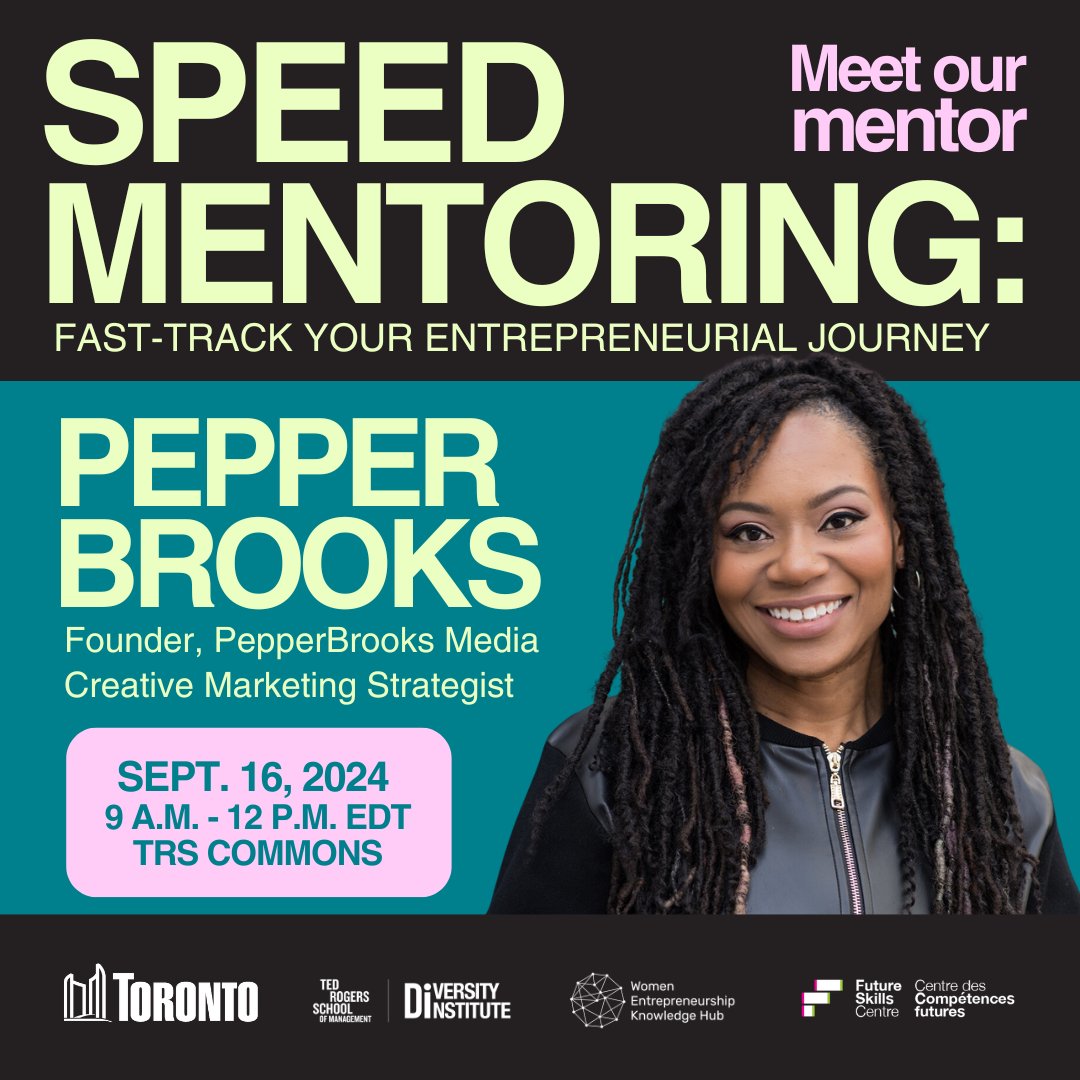 TorontoMetDI's tweet photo. Our upcoming Speed Mentoring event, in partnership with @cityoftoronto, @wekh_pcfe and @fsc_ccf_en, is tailored for #entrepreneurs ready to take their businesses to the next level. 

💥 Secure your FREE spot: https://t.co/g2PE9omNTB https://t.co/WWIgZjzm8I