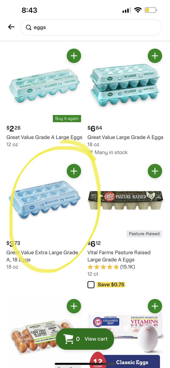 cl0udd__'s tweet photo. @Walmart the pics on the left are the prices of eggs on instacart (in store prices) &amp; the pics on the right are from the Walmart app. We see the price difference which is ridiculous. Does the Walmart app not have the same prices as the store? Please explain. https://t.co/SDUClgG0Di