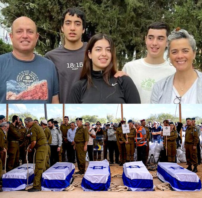 ImtiazMadmood's tweet photo. The Kutz family. Before and after October 7.   
All five were found joined in an embrace.
~ @DahliaKurtz https://t.co/m2tnhfAG2M