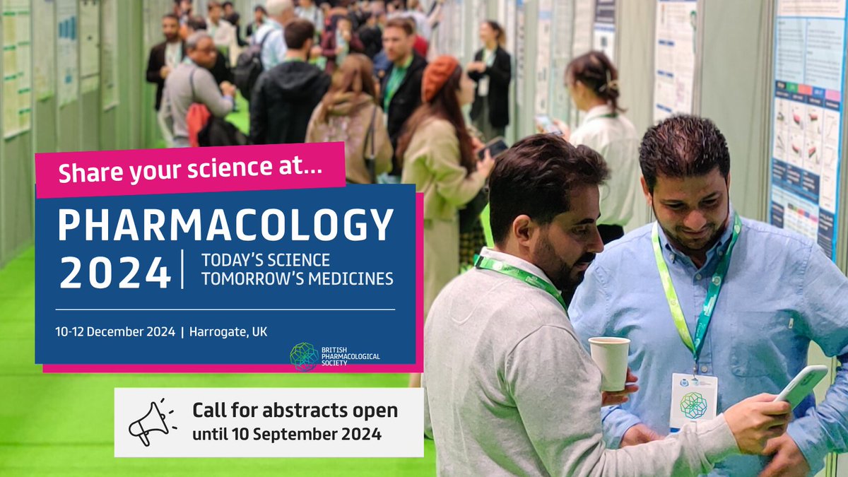 ⌛ Less than 2 weeks left to submit an abstract for #Pharmacology2024! Don't miss your chance to share your research, gain feedback and create those all important connections! Find out more and submit by Tue 10 September: ow.ly/byPE50T8A9i.

#CallForAbstracts #Pharmacology