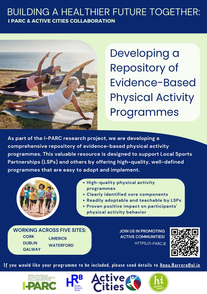 Irish Physical Activity Research Collaboration (@iparc_1) on Twitter photo We’re building a comprehensive repository of evidence-based PA programmes! 📚💪 Spread the word and help us make a difference. 🌟 #PublicHealth #IPARC #HEPA2024 <a href="/PAfH_UL/">Physical Activity for Health Research Centre @UL</a> <a href="/PessLimerick/">PESS @ UL</a> <a href="/sportireland/">Sport Ireland</a> <a href="/CatherineBWoods/">Catherine Woods</a> <a href="/hrbireland/">HealthResearchBoard</a> <a href="/HealthyIreland/">HealthyIreland</a> We’re building a comprehensive repository of evidence-based PA programmes! 📚💪 Spread the word and help us make a difference. 🌟 #PublicHealth #IPARC #HEPA2024 <a href="/PAfH_UL/">Physical Activity for Health Research Centre @UL</a> <a href="/PessLimerick/">PESS @ UL</a> <a href="/sportireland/">Sport Ireland</a> <a href="/CatherineBWoods/">Catherine Woods</a> <a href="/hrbireland/">HealthResearchBoard</a> <a href="/HealthyIreland/">HealthyIreland</a>