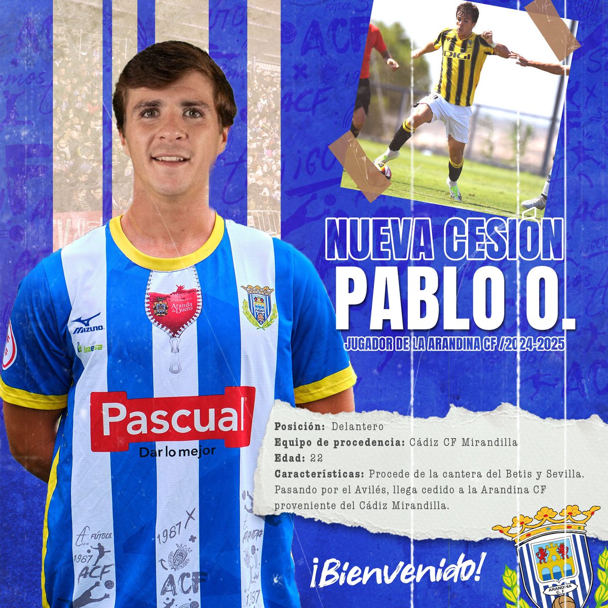 Pablo Ortiz <a href="/_PabloOrtiz_9/">Pablo Ortiz Suarez</a>, décimo séptimo fichaje.

Procede de la cantera del Sevilla y Betis, pasando por el Aviles, llega cedido a la Arandina CF; proveniente del <a href="/CadizClubDeFut/">Cádiz CF</a>  Mirandilla.

¡BIENVENIDO A LA ARANDINA CF!

#somosArandina
#somosClub
#somosFutbol