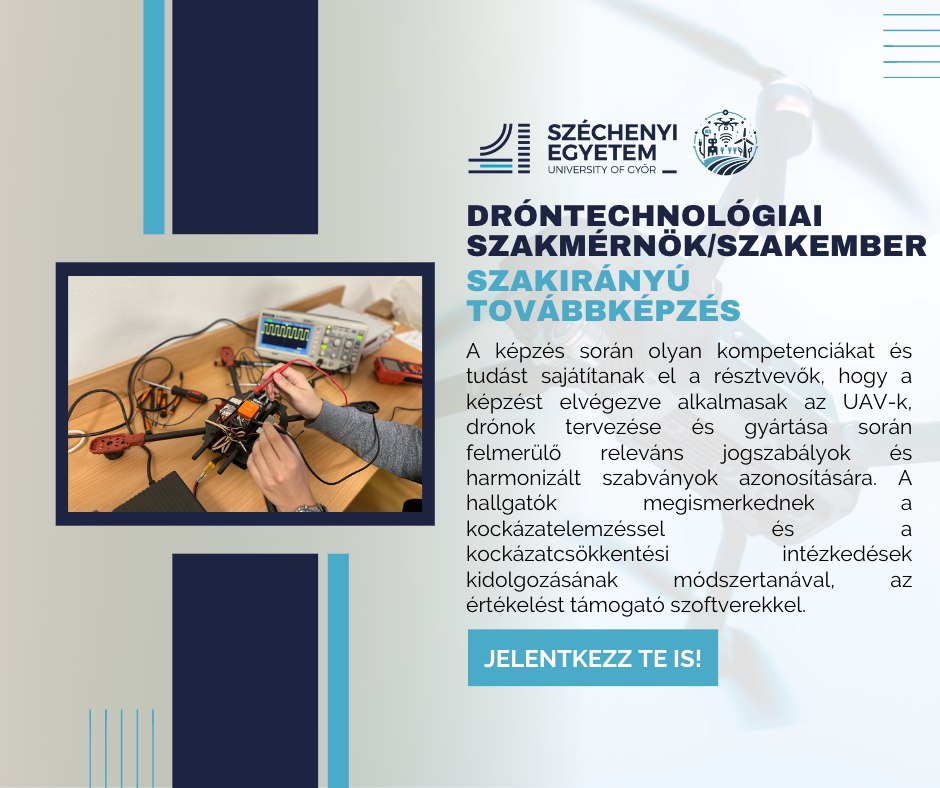 szulebalint's tweet photo. Jelentkezz a Dróntechnológiai szakmérnök/szakember képzésre! 🚁Tanulj meg drónt építeni, programozni és reptetni! 🛠️ Kezdés: okt. 1. 📍 Mosonmagyaróvár  
Infó és jelentkezés: https://t.co/UDUH5H9U8r  
#drón #technológia #szakmérnök #UAV https://t.co/CMNu2tT7DL