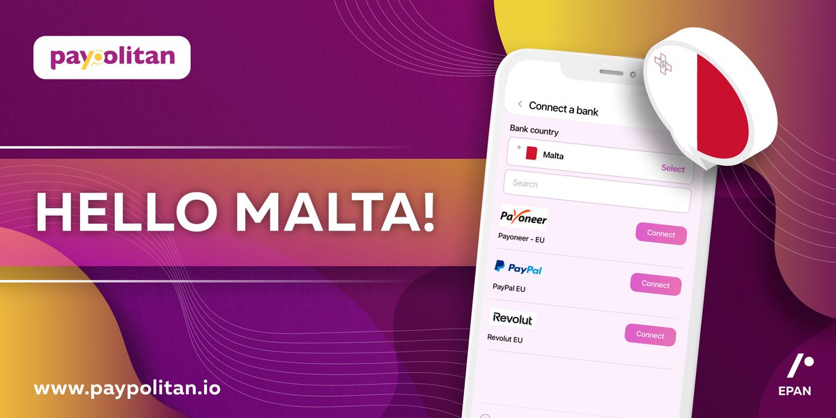 💳 Link your bank account to #Paypolitan in Malta! 🇲🇹

📲 Seamlessly connect by tapping "Bank accounts" on the home screen and "Connect a bank."

Smooth and secure payments at your fingertips with Paypolitan! 🔥

#cashpayments $EPAN #defi #crypto #blockchain #cryptopayments