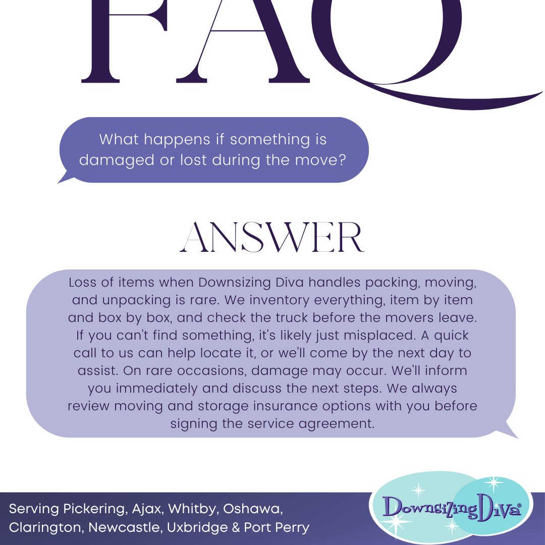 DownsizingDivaD's tweet image. Need downsizing advice? Our FAQ covers everything you need to know, from initial steps to managing emotional keepsakes. Discover how to make your move effortless! 
#DivaDurham #DownsizingHelp #FAQAnswers #SimplifyYourMove