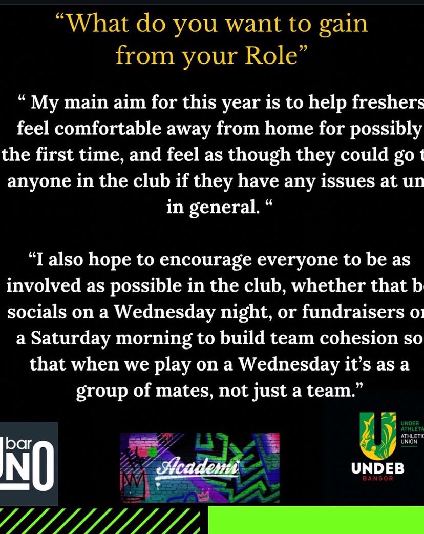 Meet the committee 💚

A man who needs no introduction when it comes to organising Wednesday night socials, Ben Amos will be taking the vital role as social sec for the second year running. 
Here is what he had to say for the upcoming season …

#bleedgreen