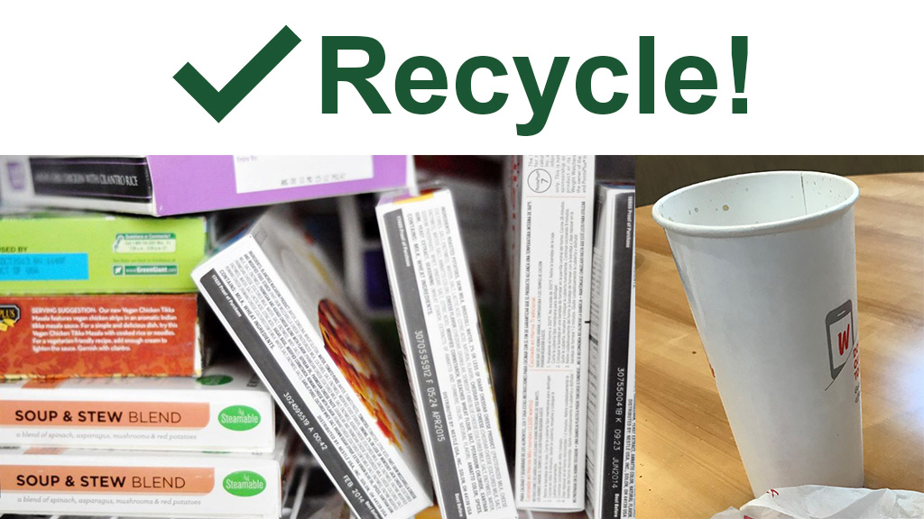 KnowWasteLou's tweet photo. If you’ve ever been told that the plastic layer that keeps paper from getting soggy makes it nonrecyclable, forget it! Paper cups and frozen food boxes are accepted in recycling! That plastic layer gets separated during the pulping process at the paper mills! #kNOwWasteWednesday https://t.co/HJD2cJZlcW