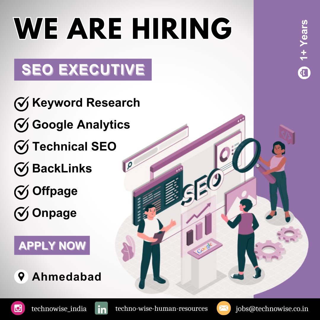 TechnoWise_ind's tweet image. 𝗦𝗲𝗮𝗿𝗰𝗵𝗶𝗻𝗴 𝘁𝗵𝗲 𝗦𝗘𝗔𝗥𝗖𝗛 𝗳𝗮𝗰𝗶𝗹𝗶𝘁𝗮𝘁𝗼𝗿𝘀!! 🧐
We are hiring SEO Executive for a US based MNC

Interested? DM

#SEOExecutive #Offpage #Onpage #SEO #SEOJobs #Ahmedabad #Jobs #KeywordResearch #ContentStrategy #Backlink #TechnicalSEO

Follow: #TechnoWise_India