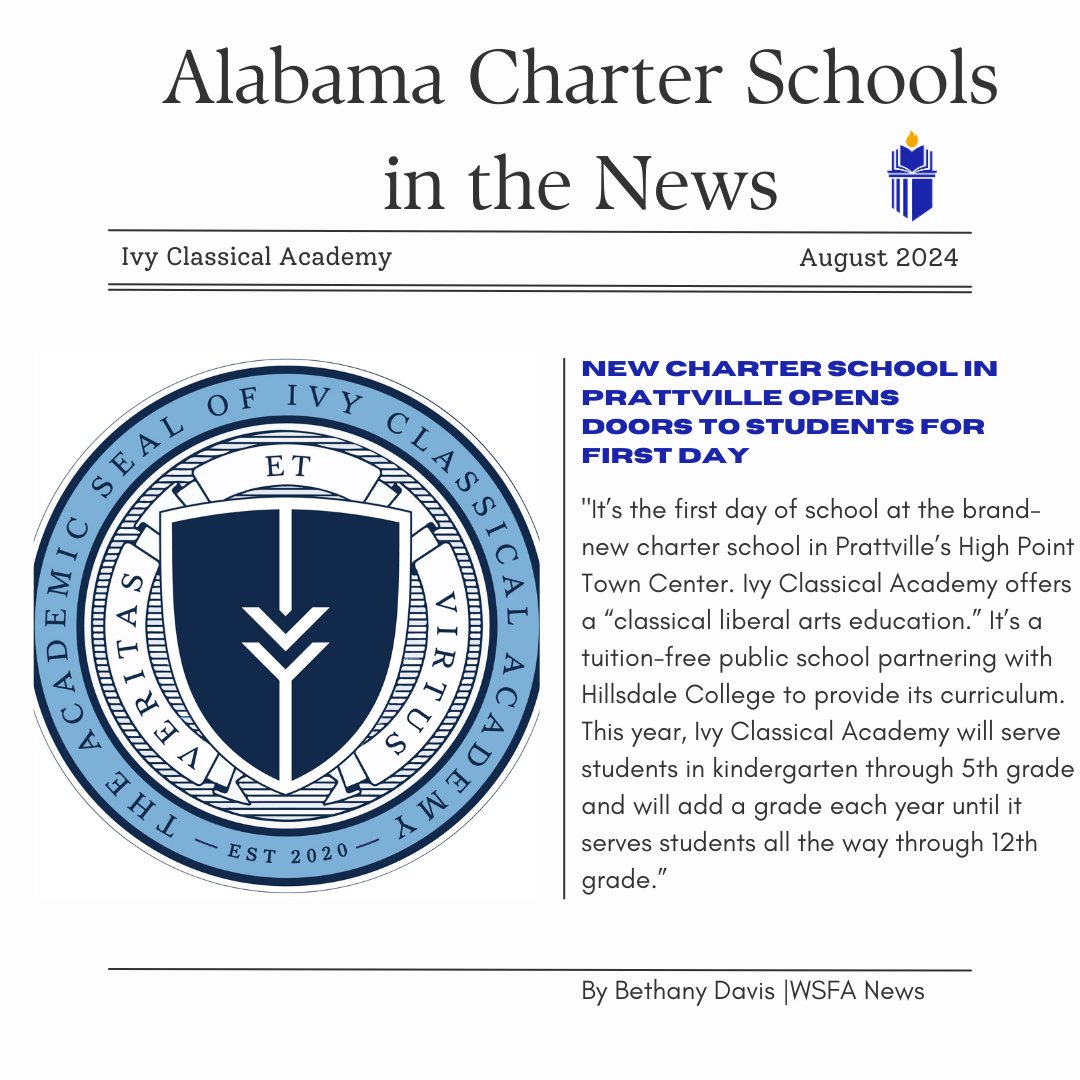 Watch the full interview from @WSFA12News by clicking the link below!

wsfa.com/video/2024/08/…

#montgomeryal #pratvillela #classicalschool #alabamapubliccharters #absolutely4ourkids #alabamaparentvoice #charterschools #opentoall #tuitionfree #alabama