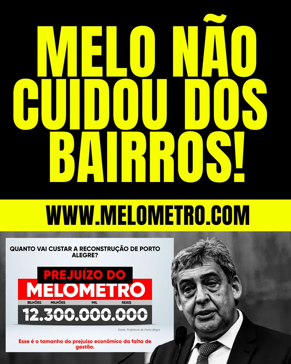 POAtivismo's tweet photo. 🚨 Quanto vai custar o descaso de melo? 

#MeloMente #MelodeNovoNão #TchauMelo #POA #POAtivismo #PortoAlegre #melochinelo #meloculpado https://t.co/bUVFhgIYXn
