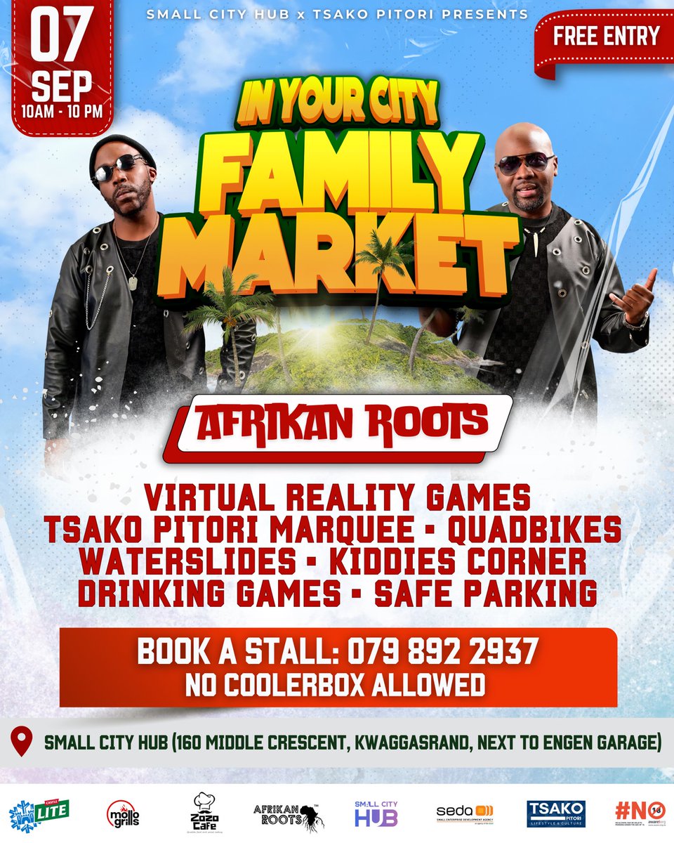 smallcityhub's tweet photo. 🤩 Only 10 Days Left to 7 September ‘24! Catch The Coolest Family-Market Event in Wespark (behind Engen, on Middle Crescent) • Over 30 Food &amp; Craft Stalls • ⁠Virtual Reality Gaming (PS) • ⁠Live Music &amp; Cash Bar • ⁠Water Slides &amp; Inflatables • ⁠Quadbikes • ⁠Famiy Fun https://t.co/BanxZznw8m