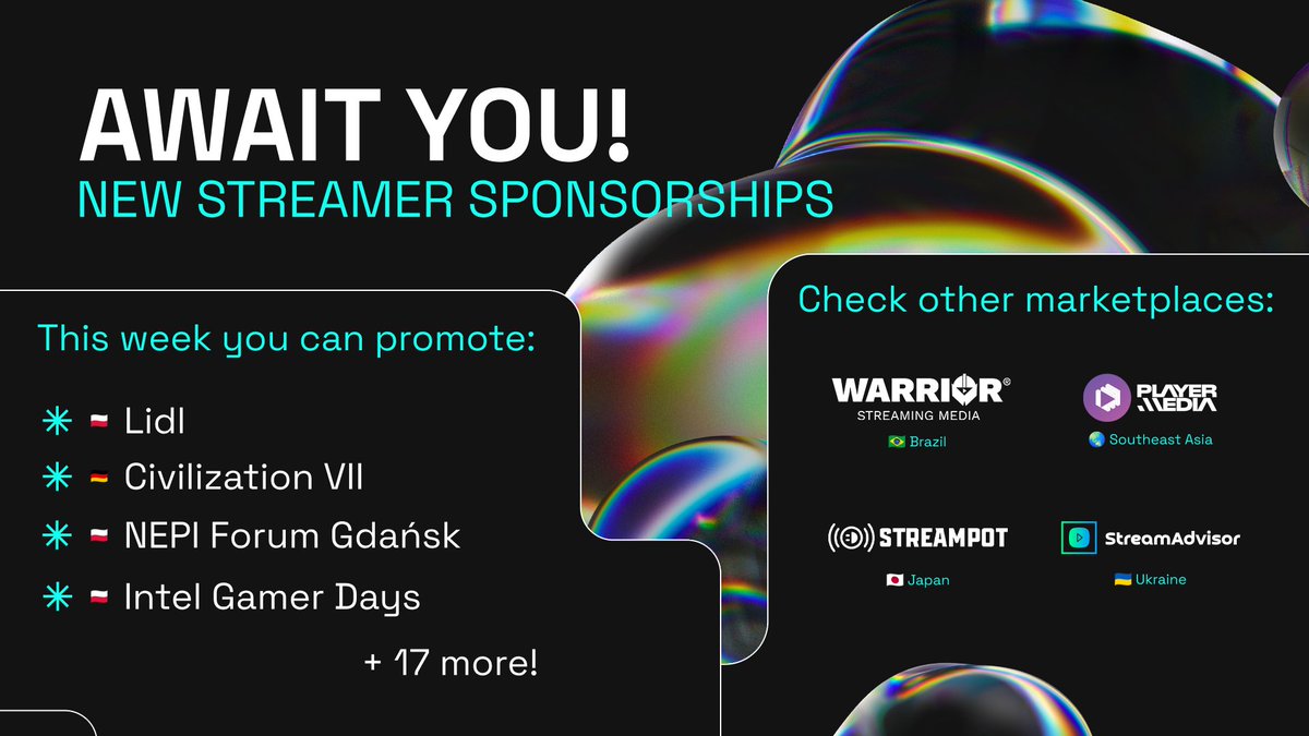 inStreamly's tweet image. The last days of August are here, but there's still time to grab sponsorships from gaming, retail, and shopping centres, among many others, on inStreamly and our global partner platforms in Brazil, Japan, Ukraine, and the Philippines! 🚀

➡️#Lidl @CivGame #NEPI #IntelGamerDays