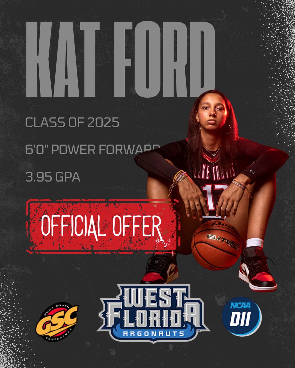Kat Ford (@katford2025) on Twitter photo #AGTG I am very excited to receive my first D2 offer to play at <a href="/UWFWBB/">UWF Women's Basketball</a>. I would like to thank <a href="/UWFCoachSLY/">Stephanie Yelton</a> and <a href="/CoachAsh/">ashley willis</a> for reaching out to me after the amazing camp they hosted!
<a href="/LadyCavsBB/">LT Lady Cavs Bball</a>
@teamlexaustin #AGTG I am very excited to receive my first D2 offer to play at <a href="/UWFWBB/">UWF Women's Basketball</a>. I would like to thank <a href="/UWFCoachSLY/">Stephanie Yelton</a> and <a href="/CoachAsh/">ashley willis</a> for reaching out to me after the amazing camp they hosted!
<a href="/LadyCavsBB/">LT Lady Cavs Bball</a>
@teamlexaustin