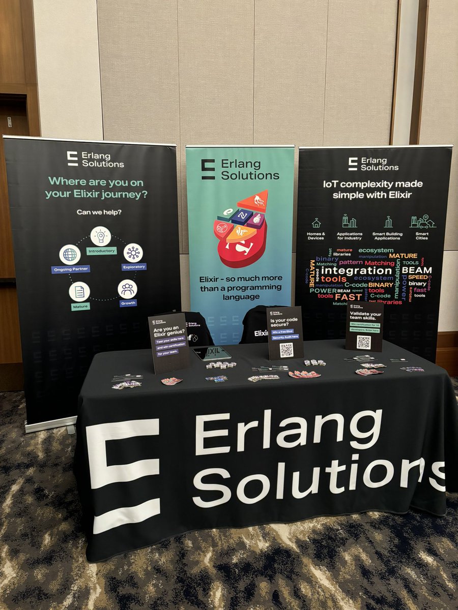 ErlangSolutions's tweet image. 🌐 Our team is set up and ready for @ElixirConf! 🙌

#ElixirConf #myelixirstatus