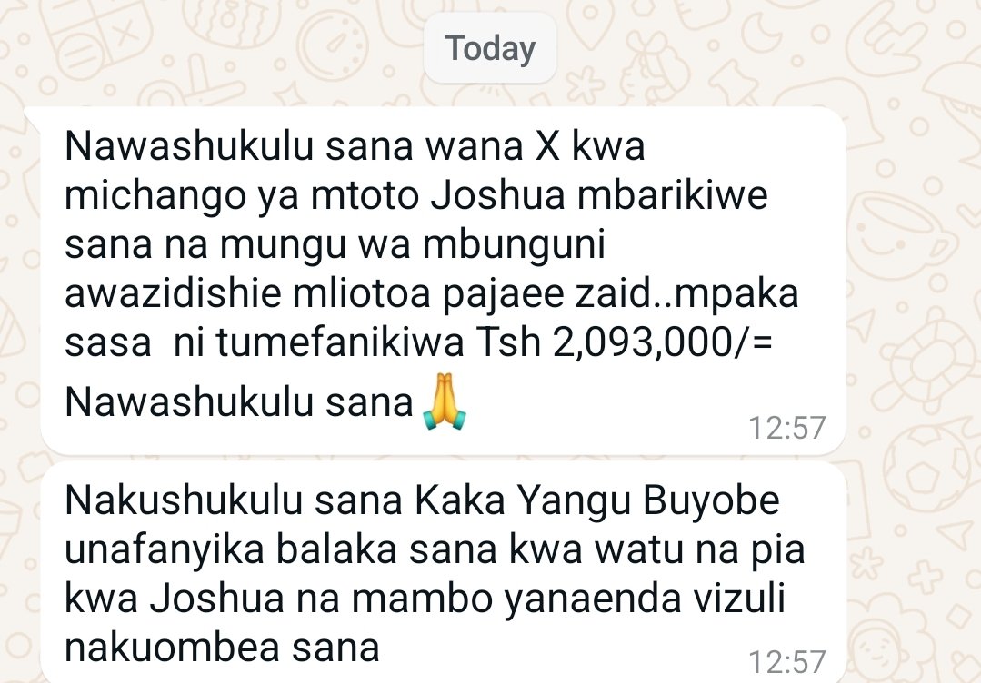 fbuyobe's tweet image. X ni dubwasha fulani kubwa sana.

Siku ya pili, tumeshapata Milioni 2 na Elfu 93.

Pia mzazi amefanikiwa kukutanishwa na viongozi wa Wizara na swala lake linatafutiwa ufumbuzi.

Tuendelee kumgusa mtoto Joshua

Namba ni
0744 023 788 SAMSON MAYAMA Au 
0693 722 939 ROSE MOLLEL