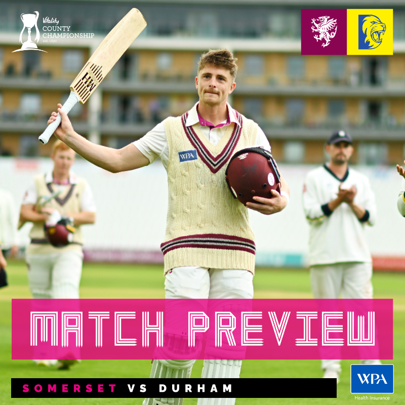 SomersetCCC's tweet photo. County Championship cricket returns to Taunton tomorrow 👊

Come down and support Somerset this week!! 🎟 https://t.co/2PEblr4ndl

Full preview ⤵️⤵️⤵️

#WeAreSomerset 
#SOMvDUR
@WPAinsurance