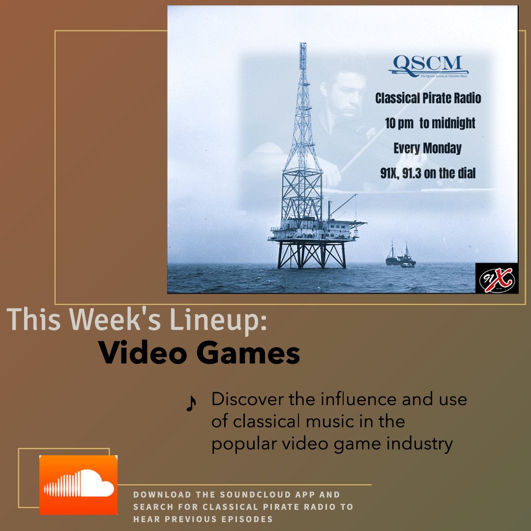 Our volunteers are away hosting QSCM's All Terrain Tour this week so our producer Robert has stepped in to host this weeks show. Tune in to 91.3 at 10pm on Monday to learn about the connections between Classical Music and video games. <a href="/91XFM/">91X</a>
