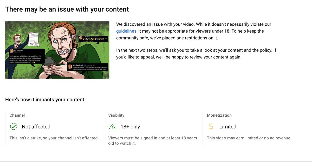 I'm devastated. My latest video, the first in a  while to do  well, has been age restricted for "adult sexual content". The only thing I can think of is because I make out with my fiancee, which feels targeted. Its not adult/sexual to kiss my partner. This could kill my video.
