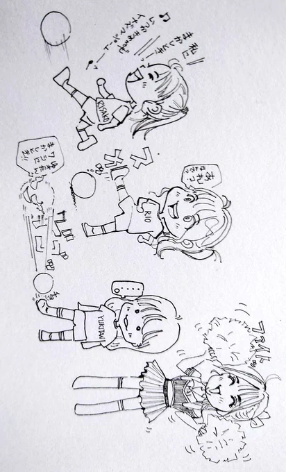 新衣装のメンバー描きたいのに脳内で妄想止まず…こんな線画描いてみた😆
みんなそれぞれ個性あって素敵よね🌟一人だけ魔改造しちゃったけど😂ユルシテーっ💦時間ある時塗ってみよ😊
 #きみとバンド #きみバン 
#大野真依 #清原梨央 #森田理紗子
#YUKIたん #ファンアート #イラスト 