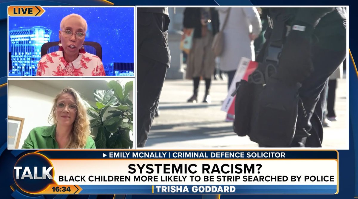 Watch our solicitor, Emily McNally, in her interview with <a href="/TrishaGoddard/">Trisha Goddard</a> on <a href="/TalkTV/">Talk</a> as she delves into the serious issue of police strip searches of children. Emily discusses the alarming findings from the <a href="/ChildrensComm/">Children's Commissioner for England</a> report, revealing that every 14 hours, a child in England