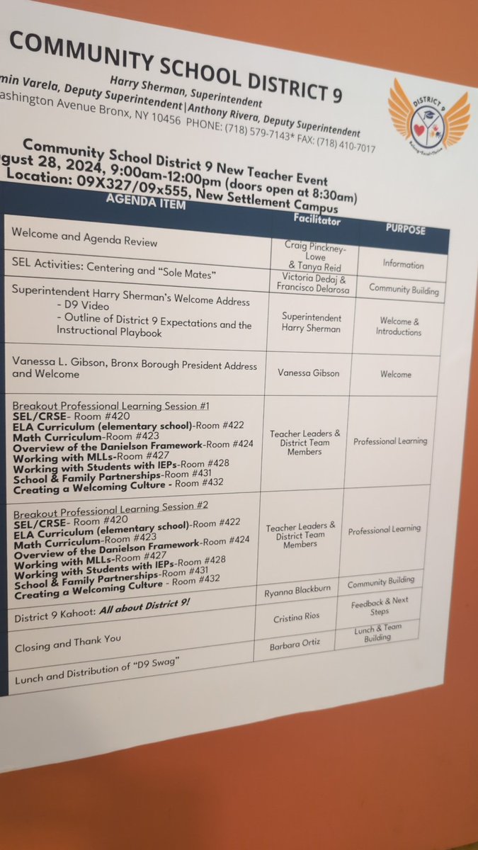 Celebrating the new teachers and returning educators that are committing to serve our students and families in Bronx District 9.