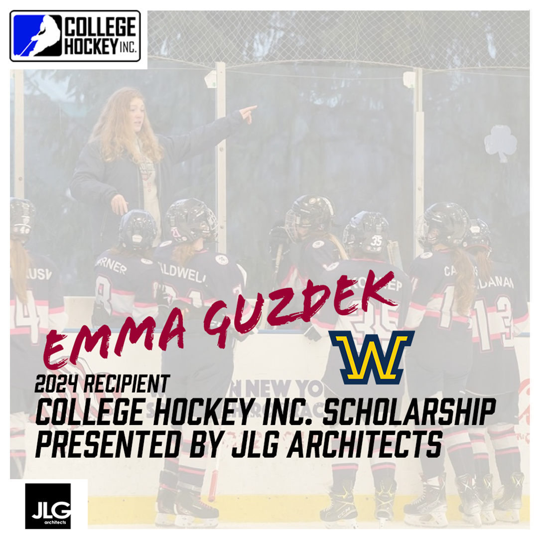 Congratulations to Emma Guzdek, our 2024 recipient of the annual College Hockey Inc. Scholarship presented by <a href="/JLGArchitects/">JLG Architects</a>. 

Learn more about Emma's efforts to give back to and grow the game 👉 bit.ly/4dE4IgF

<a href="/WilkesColonels/">Wilkes University Colonels</a> | #collegehockey
