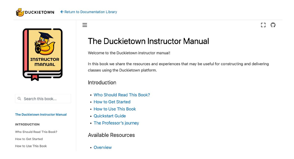 DuckietownAI's tweet image. 🎓 Planning on teaching a robot autonomy undergraduate or graduate level class?

Check out the #Duckietown Instructor Manual: hubs.la/Q02MRDCS0 📚

🖥️ Visit our website - hubs.la/Q02MRGym0

#RobotAutonomy #STEMEducation #TeachingRobotics #HigherEd