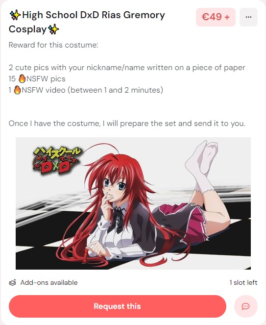 ✨🌸Ko-fi🌸✨  Not using Throne for now  If you want me to do a specific cosplay, talk to me and I'll post<a href="/tag/hottie"class="tags"><span>#hottie</span></a><a href="/tag/vip"class="tags"><span>#vip</span></a><a href="/tag/cosplay"class="tags"><span>#cosplay</span></a><a href="/tag/nsfw"class="tags"><span>#nsfw</span></a><a href="/tag/kofi"class="tags"><span>#kofi</span></a><a href="/tag/highschooldxd"class="tags"><span>#highschooldxd</span></a>